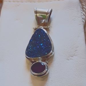 Sterling Druzy and Amathest Pendant